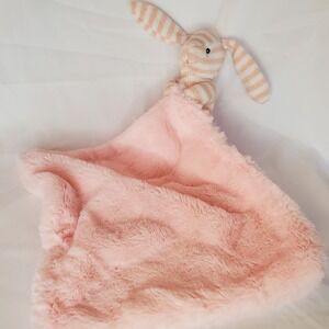 Kellytoy Pink Striped Bunny Rabbit Plush Lovey Rattle Pink Baby Security Blanket
